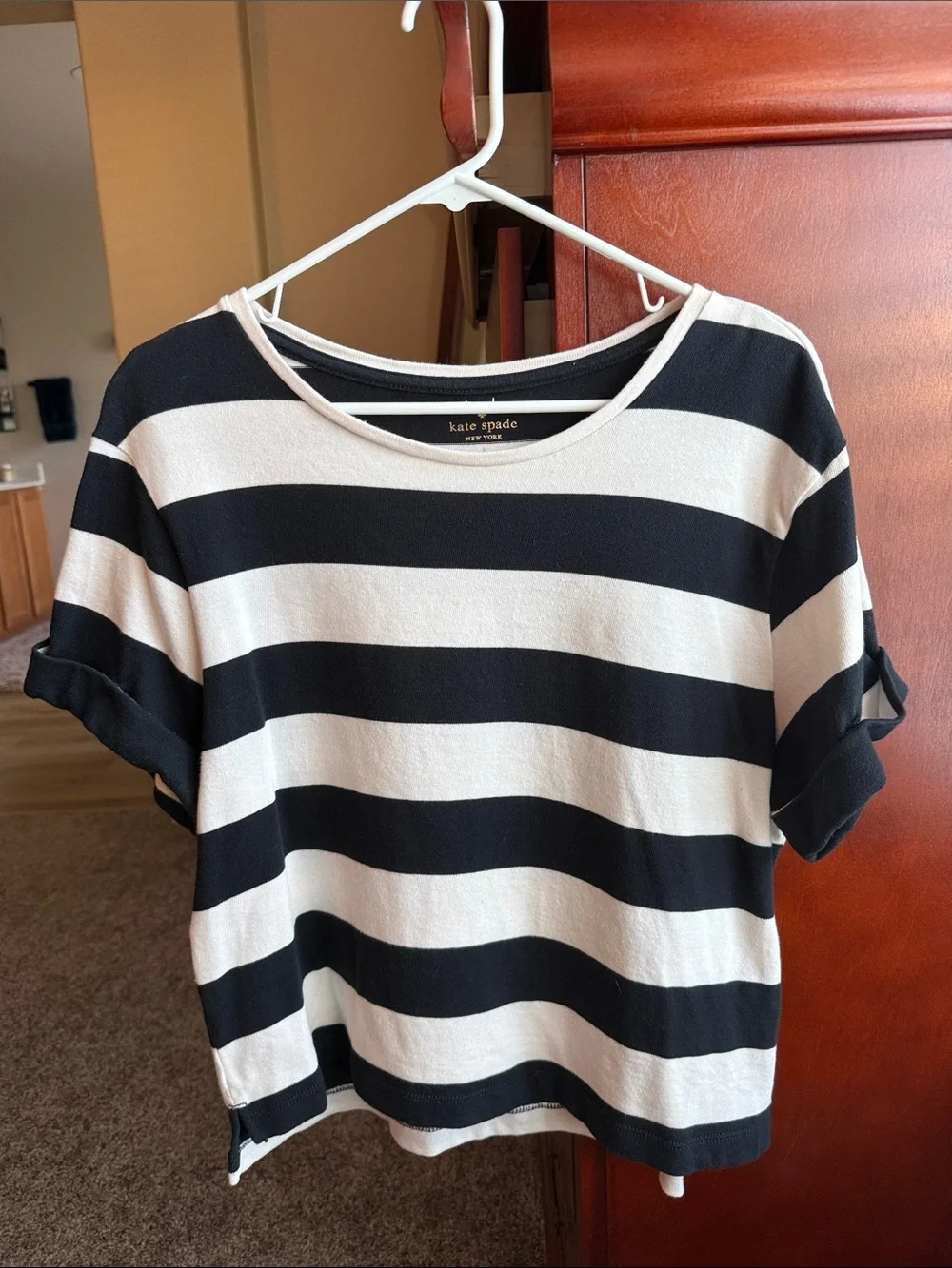 kate spade Black and White Wide Stripe Short-Sleeve Top